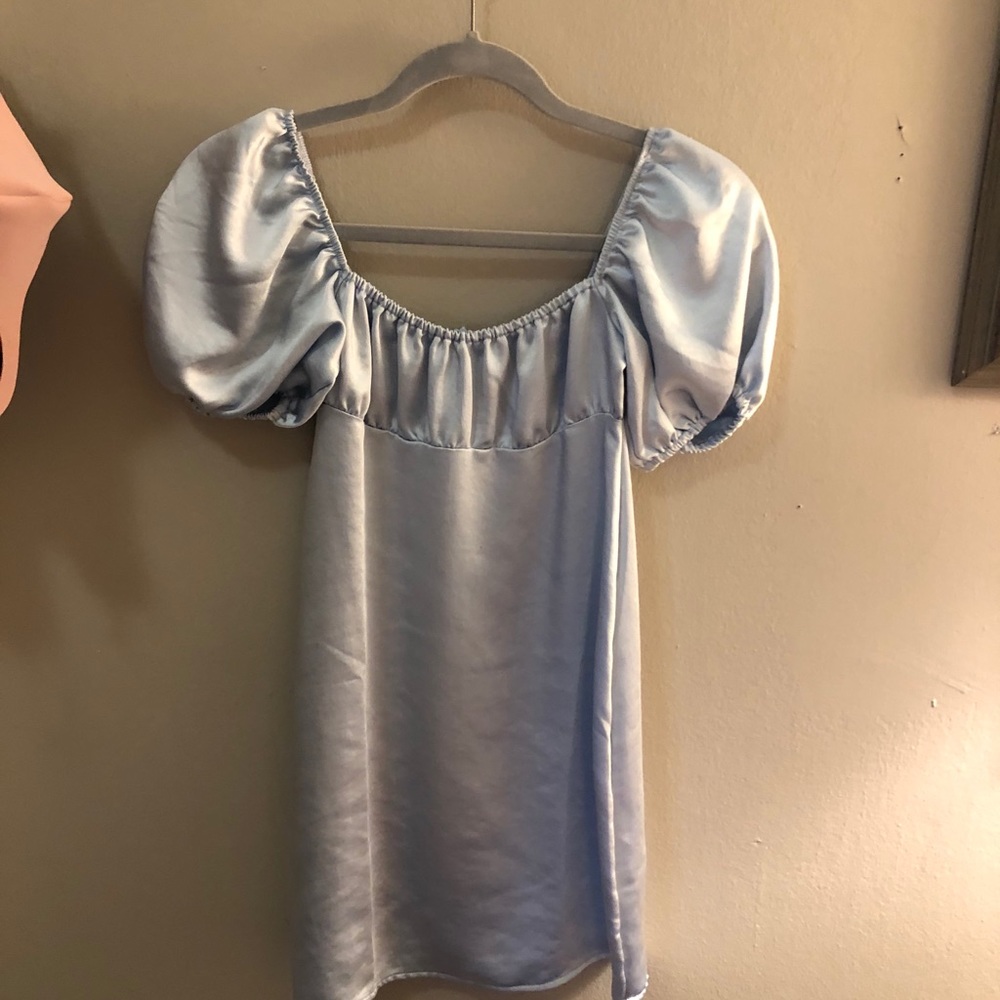 Baby blue Motel Rocks puff sleeve dress